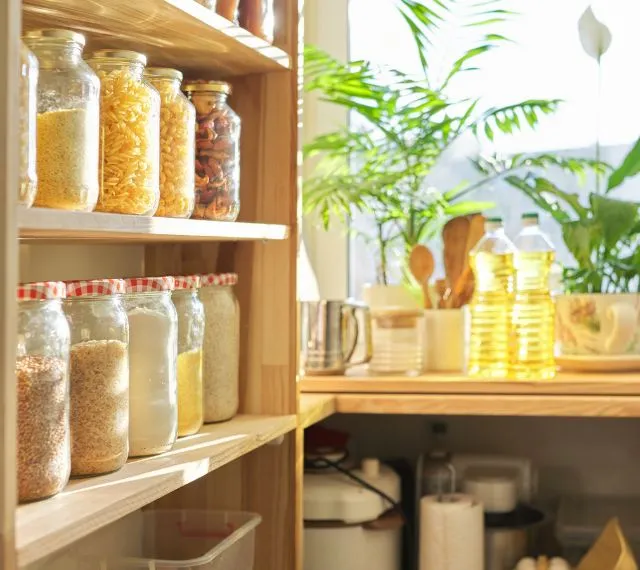Modern pantry with pull-out drawers and organized storage in Tacoma, Washington